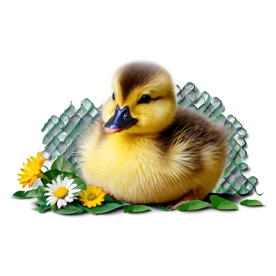 Duckling With Flowers Png Pre PNG Image