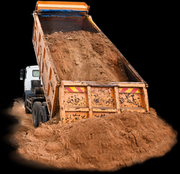 Dump Truck Unloading Sand PNG Image