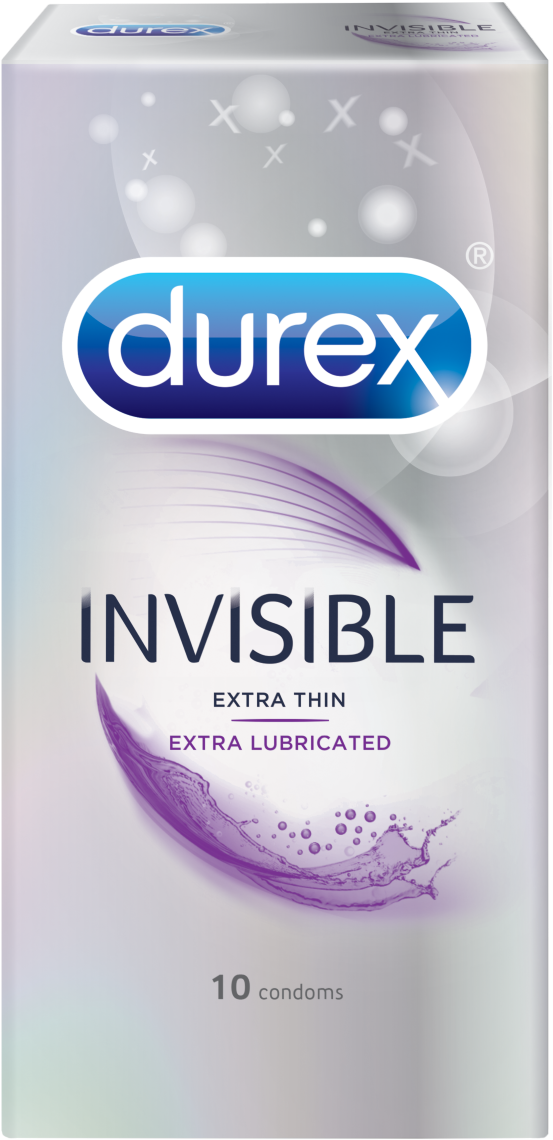 Durex Invisible Extra Thin Extra Lubricated Condoms Pack PNG Image