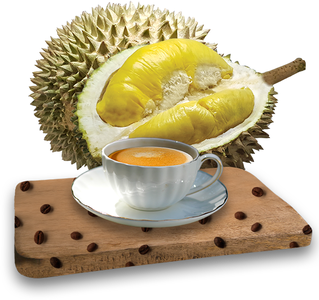 Durian Fruitand Coffee Cup PNG Image