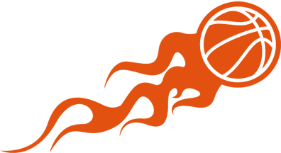 Dynamic Basketball Logo Flame Design PNG Image