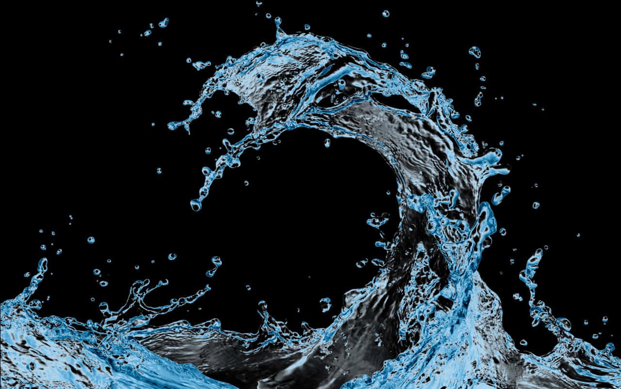 Dynamic Blue Water Splashon Black Background PNG Image