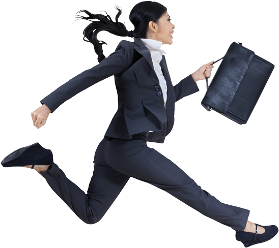 Dynamic Businesswomanin Action PNG Image