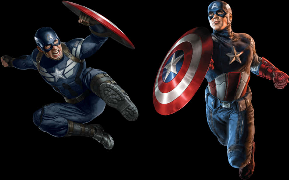 Dynamic Captain America Action Poses PNG Image