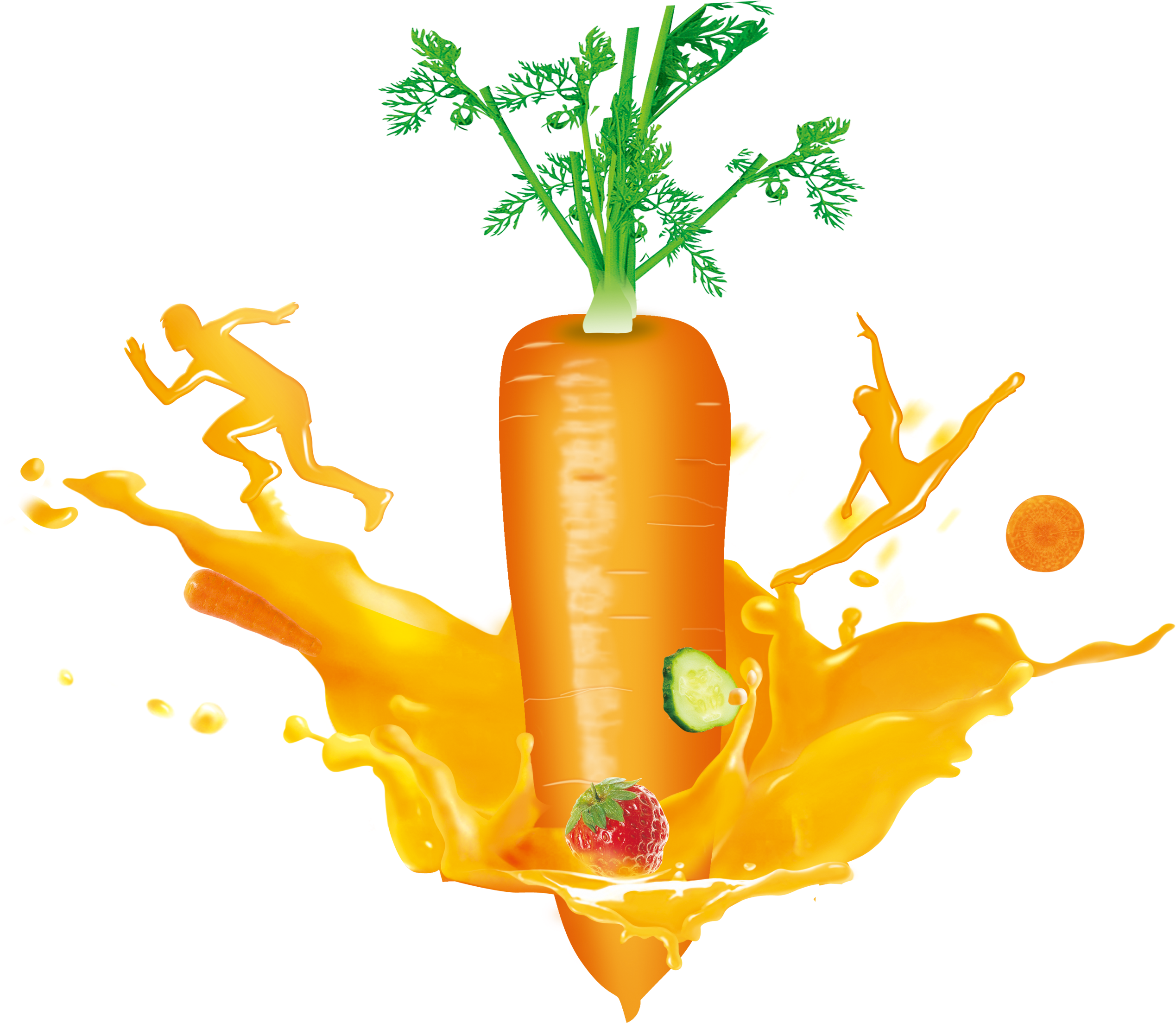 Dynamic Carrot Splash Art PNG Image