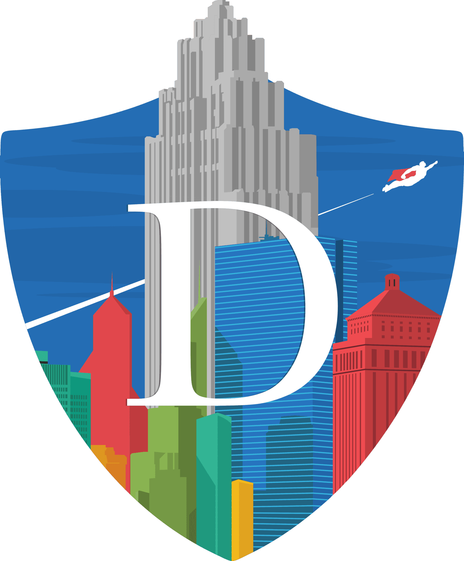 Dynamic Cityscape Shield Logo PNG Image