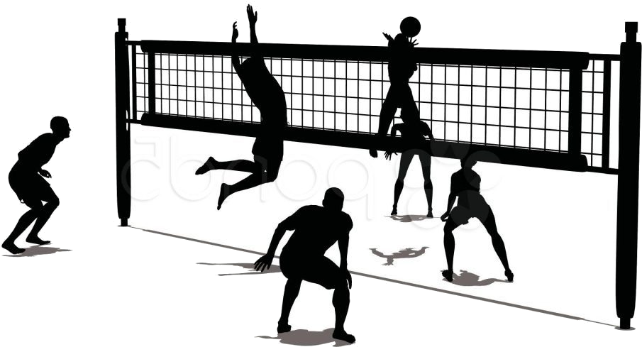 Dynamic Volleyball Action Silhouettes PNG Image