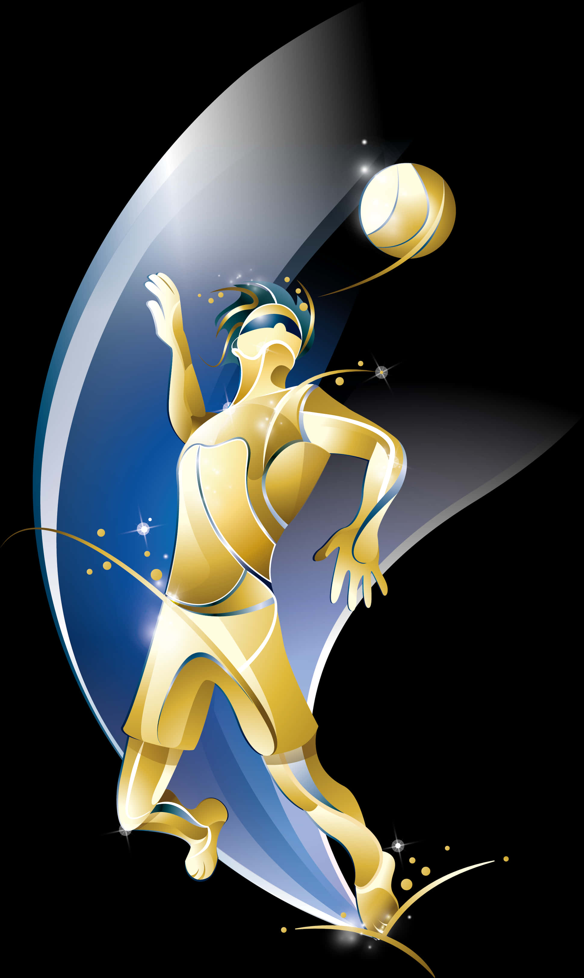 Dynamic Volleyball Player Illustration PNG Image