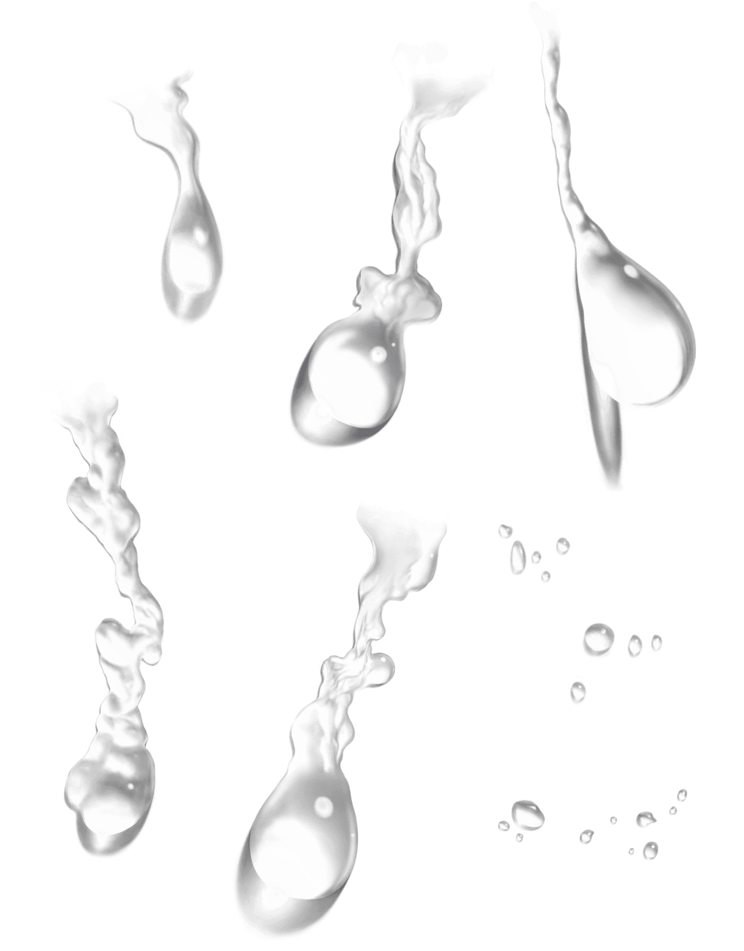 Dynamic Water Droplets Falling PNG Image