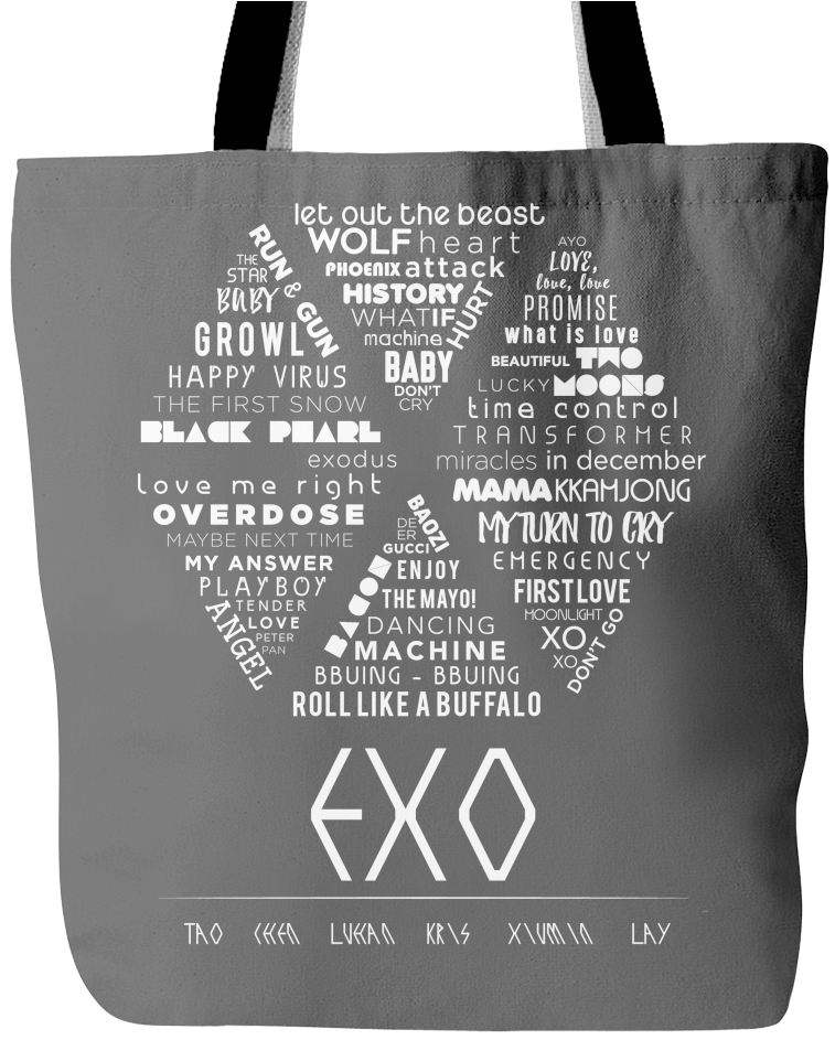 E X O Themed Tote Bag Design PNG Image