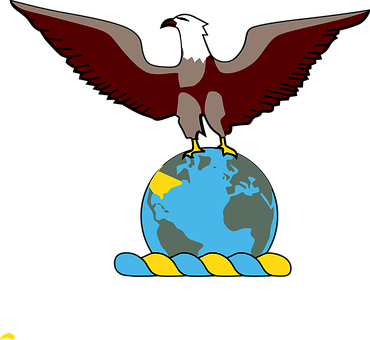 Eagle Perched On Globe PNG Image