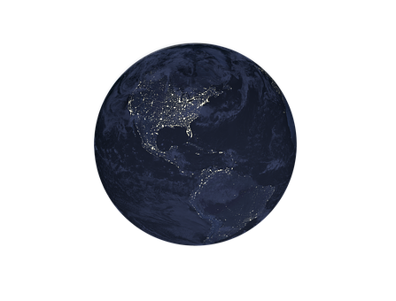 Earth Night Lights Global View PNG Image