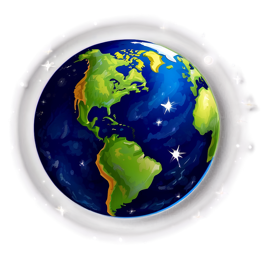 Earth With Stars Cartoon Png Xql60 PNG Image