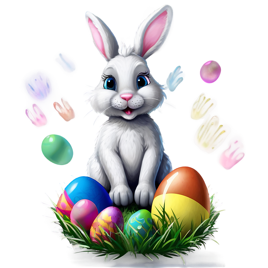 Easter Bunny And Rainbow Png Suk48 PNG Image