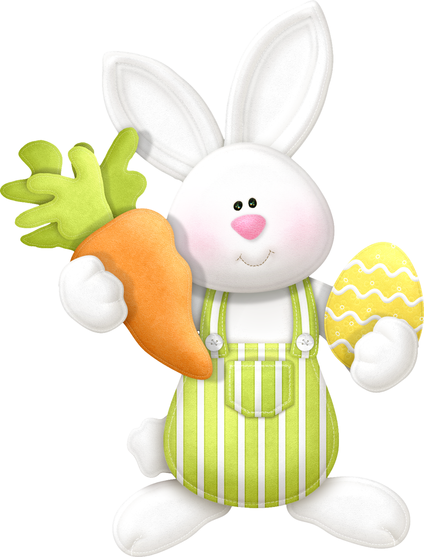 Easter Bunny Cartoon Holding Carrotand Egg PNG Image