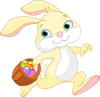 Easter Bunny Cartoonwith Eggs PNG Image