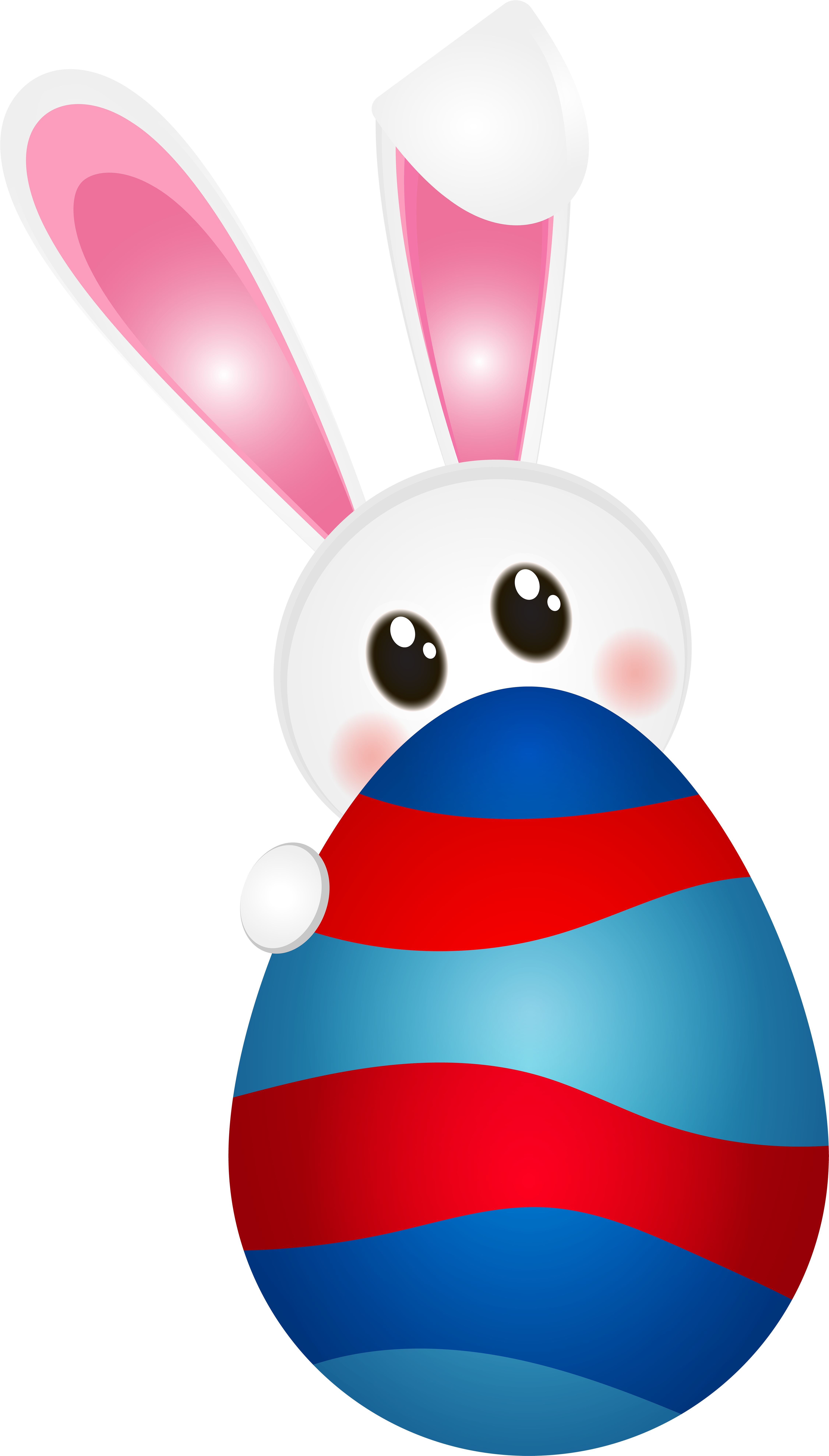 Easter Bunny Hiding Behind Egg PNG Image