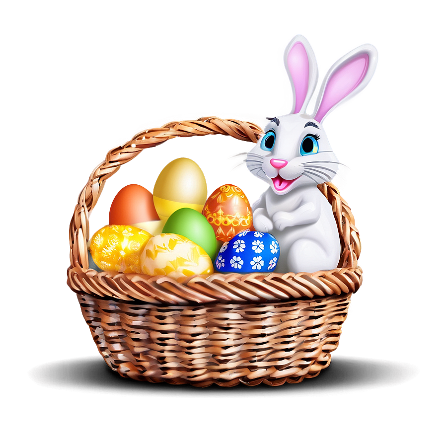 Easter Bunny With Basket Full Of Eggs Png 05232024 PNG Image