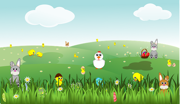 Easter Celebration Cartoon Scene PNG Image