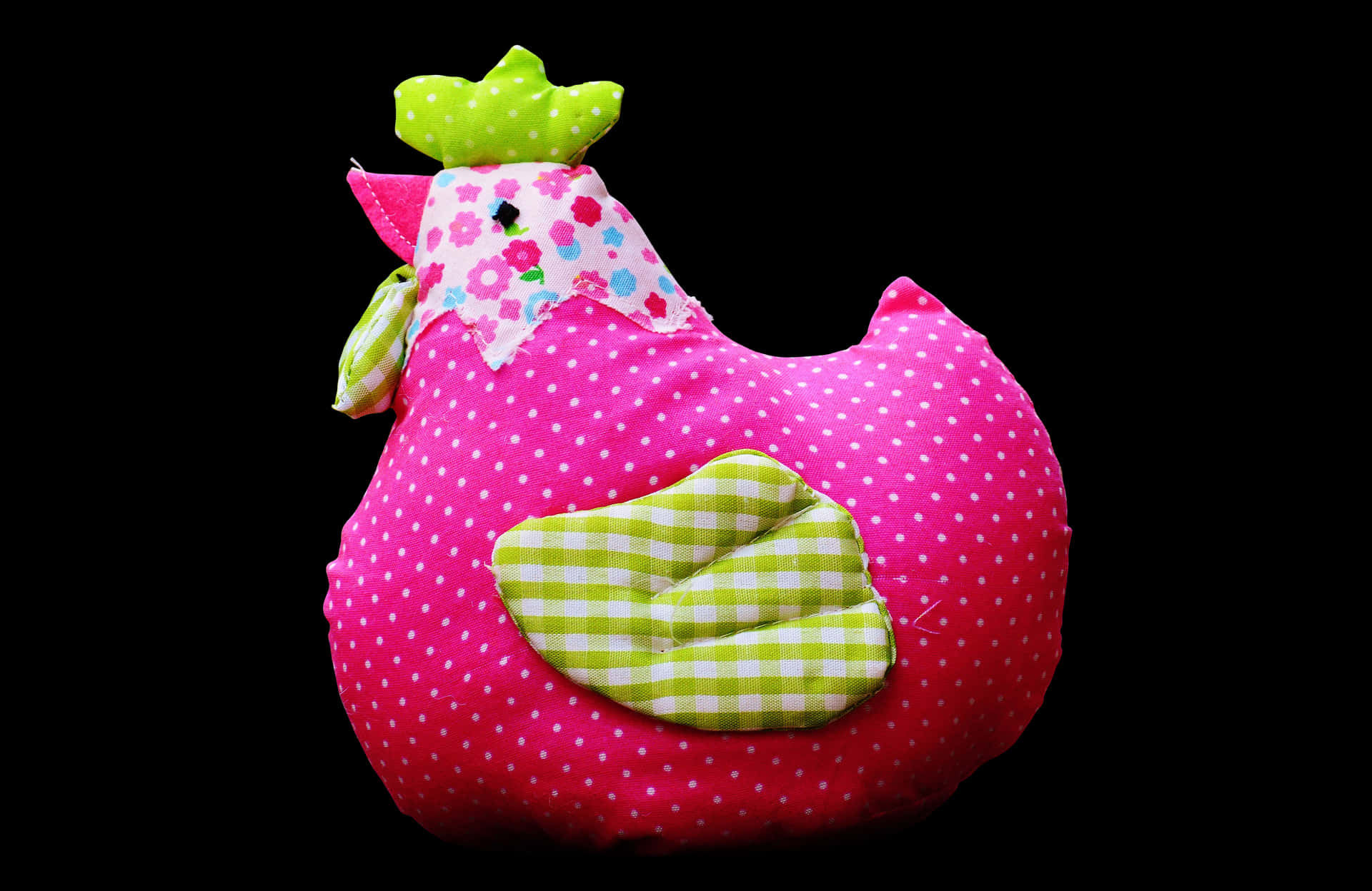 Easter Chicken Plush Toy Pink Polka Dots PNG Image