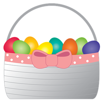 Easter Egg Basket Vector PNG Image