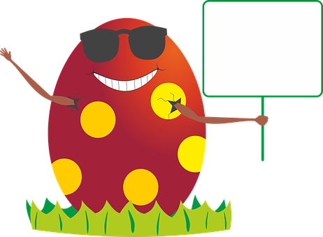 Easter Egg Cartoonwith Sign PNG Image