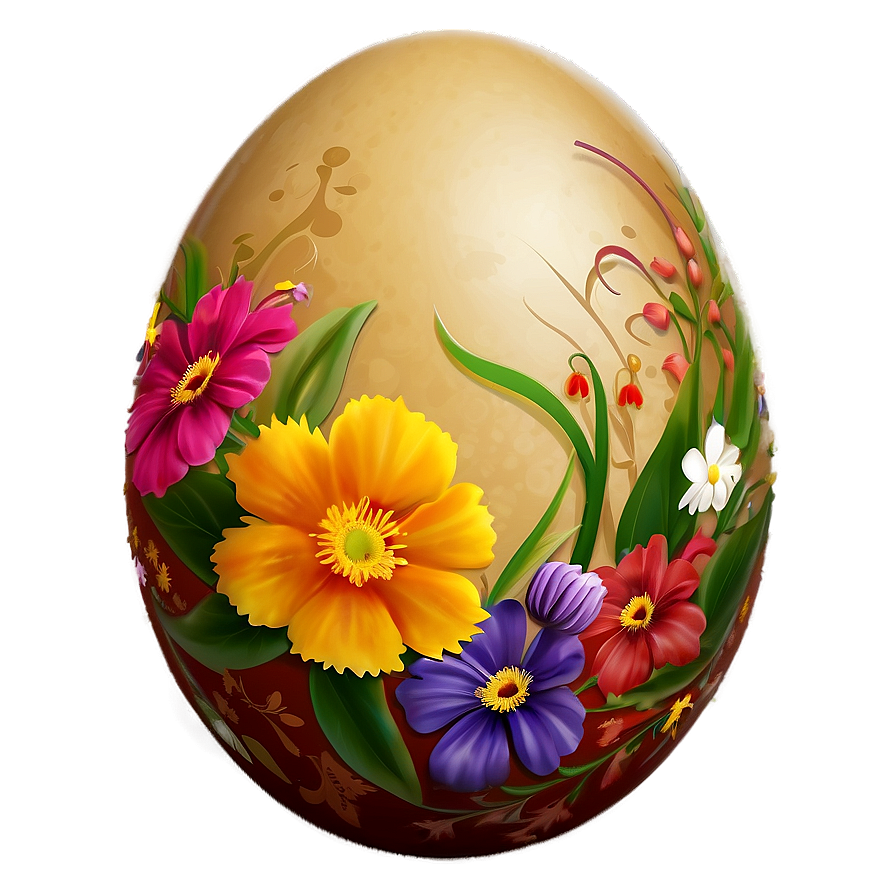 Easter Egg With Flowers Png Crv PNG Image