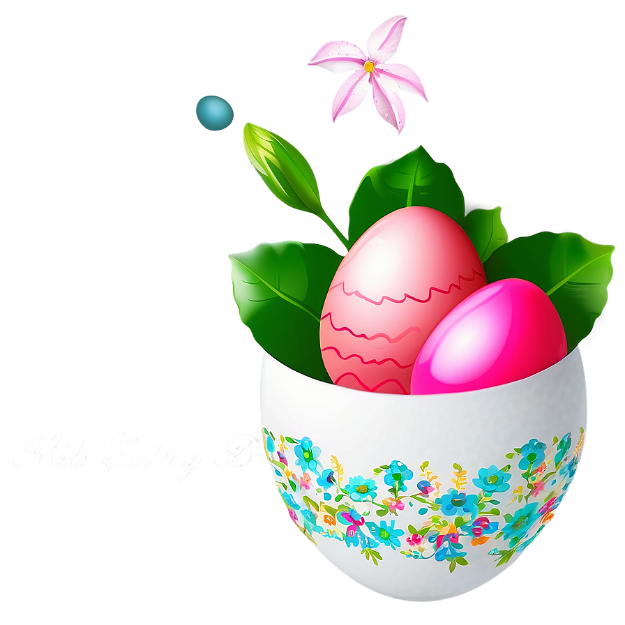 Easter Egg With Flowers Png Hsq PNG Image