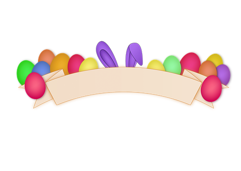 Easter Eggs Banner Black Background PNG Image