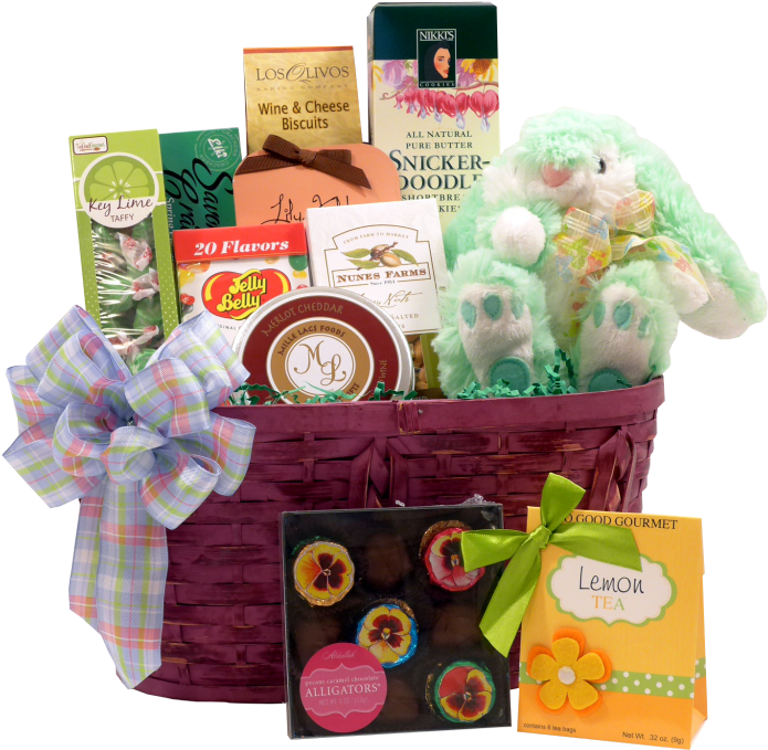 Easter Gift Basket Assortment PNG Image