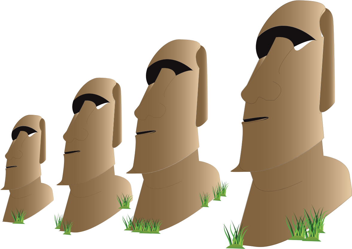 Easter Island Moai Statues Vector PNG Image