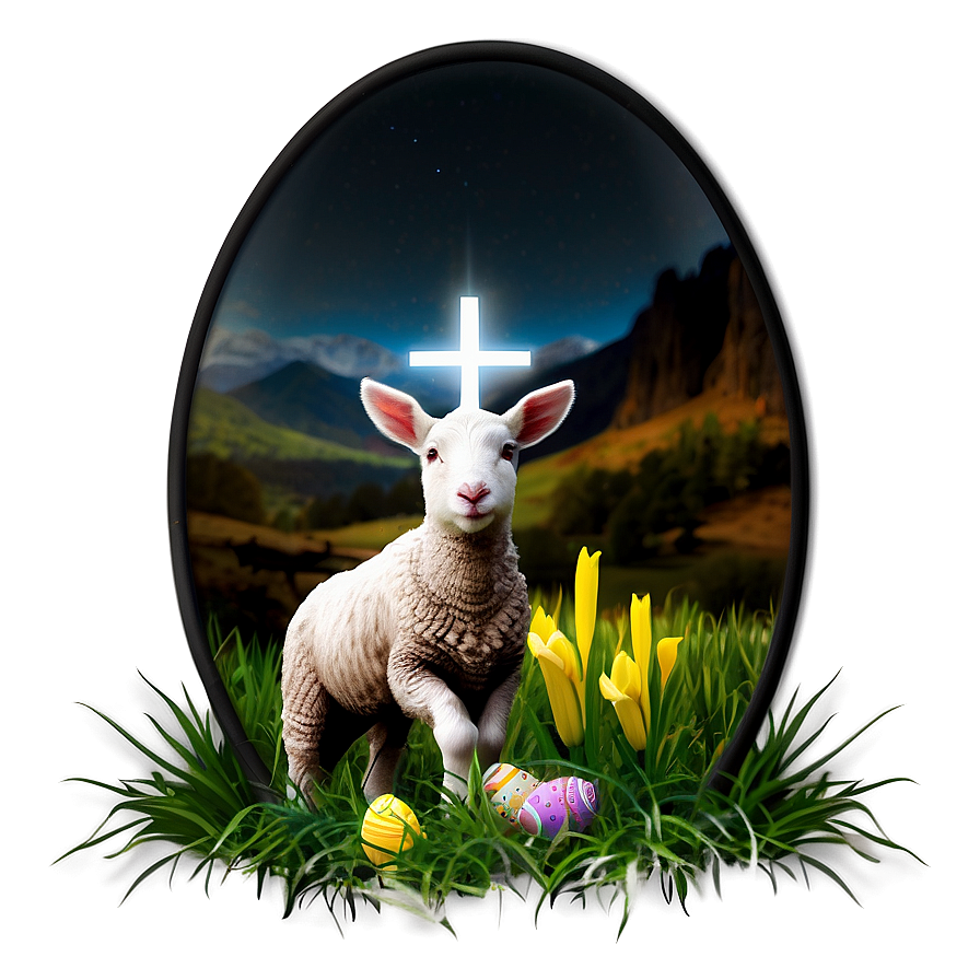 Easter Lamb And Cross Png Itt PNG Image