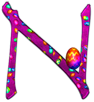 Easter Themed Letter N PNG Image