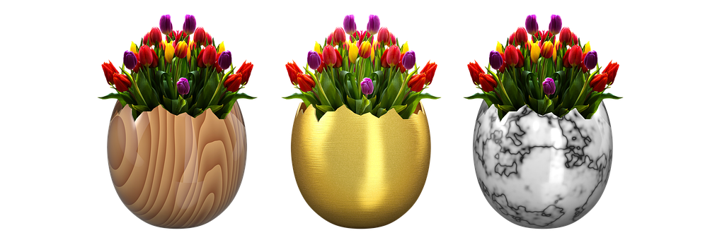 Easter Tulipsin Egg Vases PNG Image