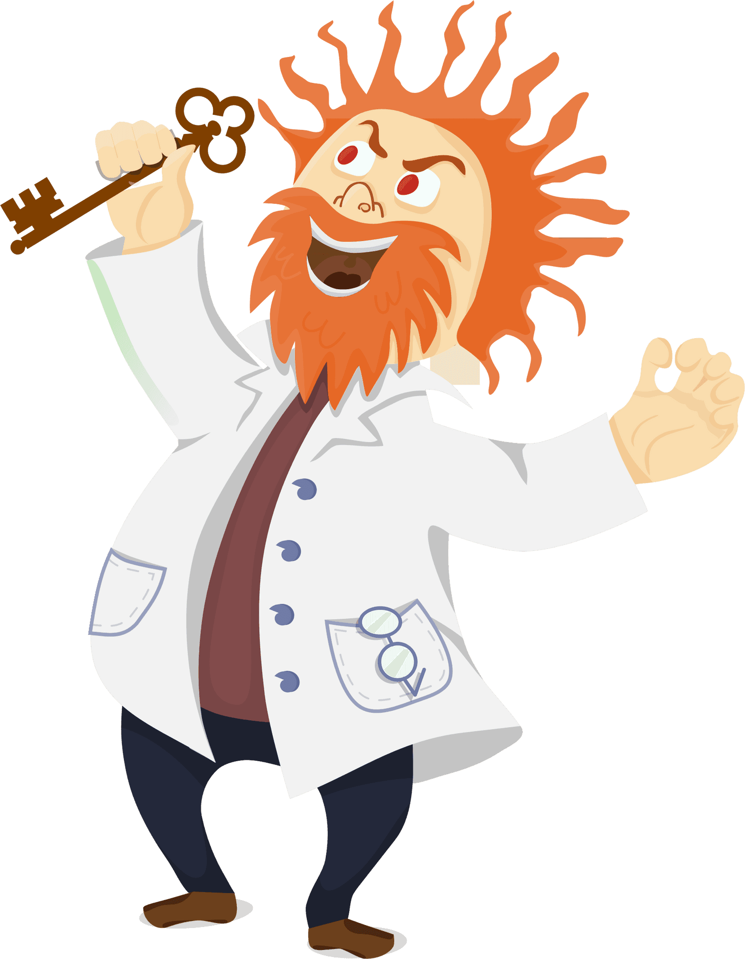 Eccentric Scientist Cartoon PNG Image