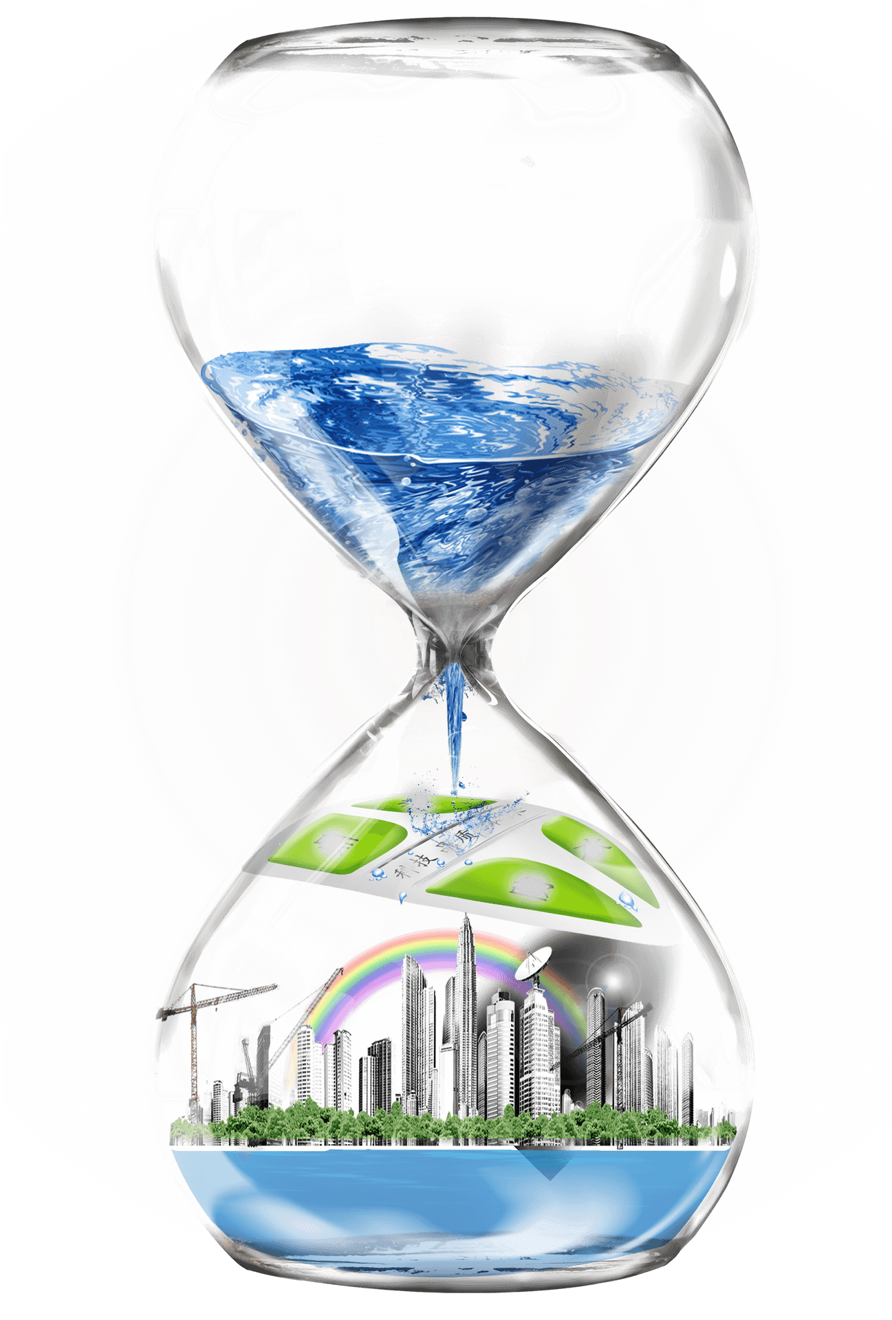 Eco Friendly Urban Hourglass Concept PNG Image