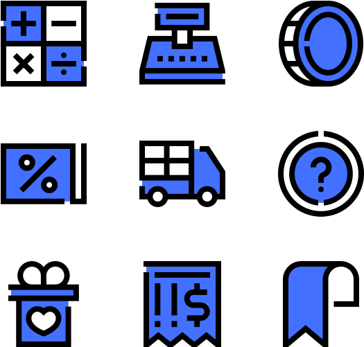 Ecommerce Icons Set Blue Background PNG Image