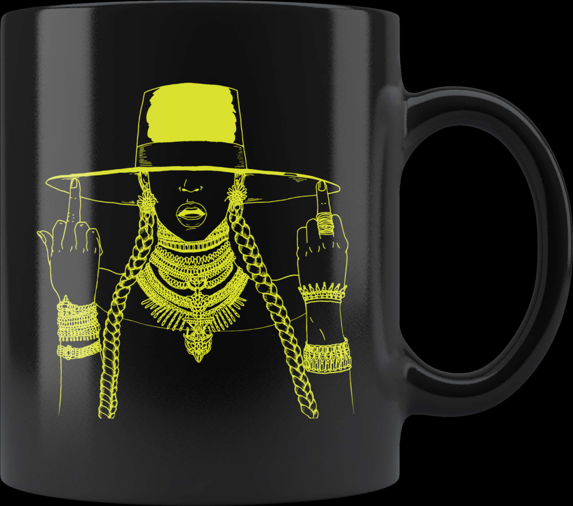 Edgy Fashion Mug Design PNG Image