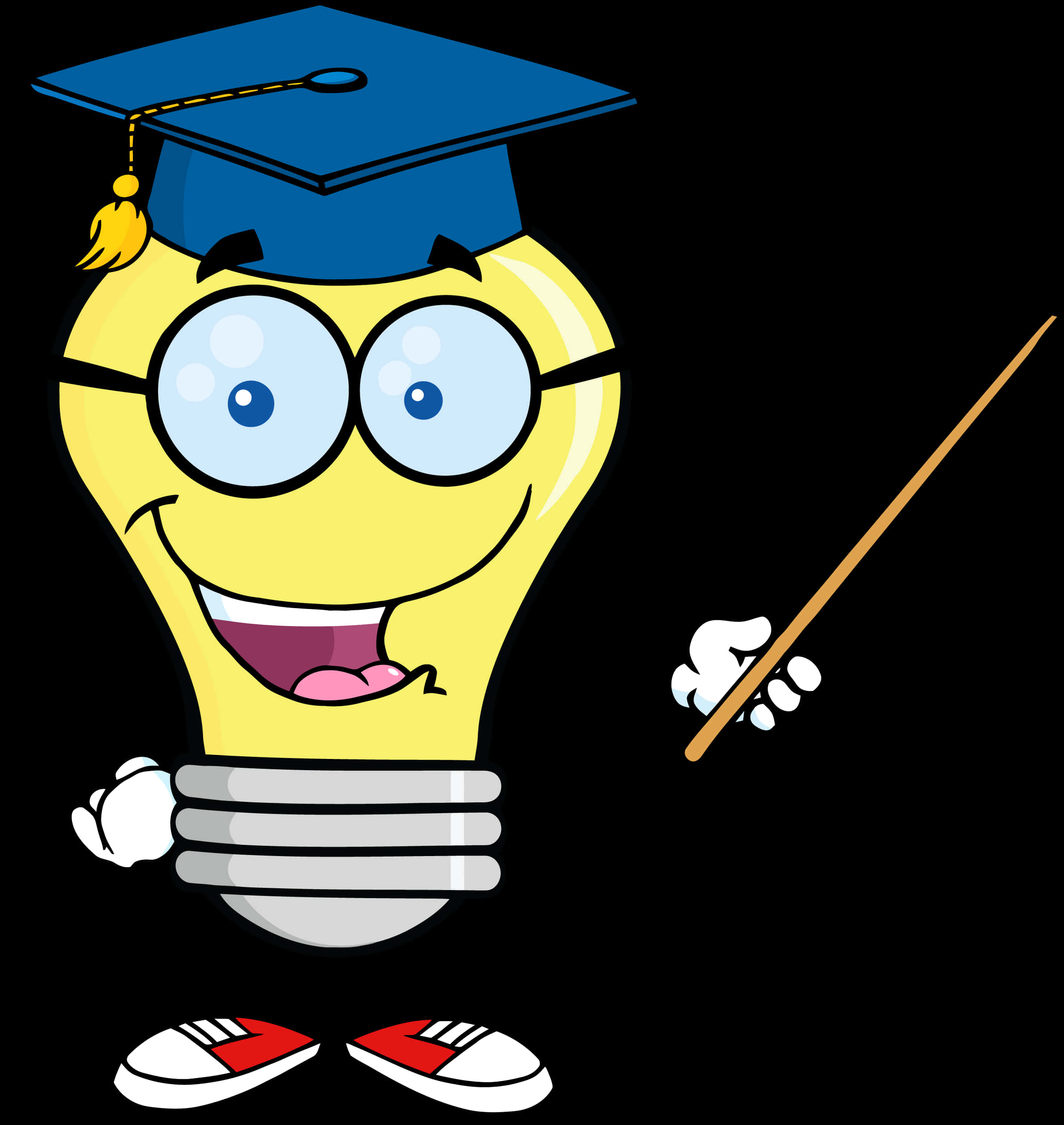 Educated Lightbulb Character PNG Image