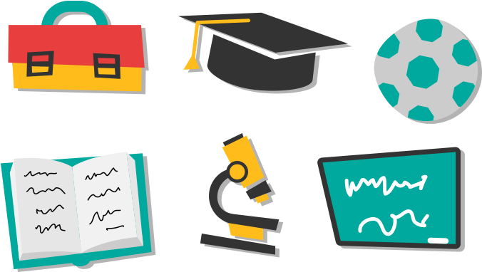 Educational Icons Vector PNG Image