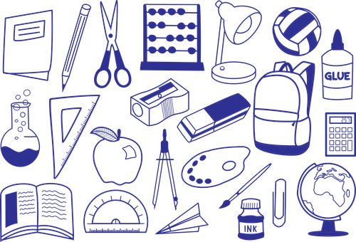 Educational Supplies Vector Illustration PNG Image