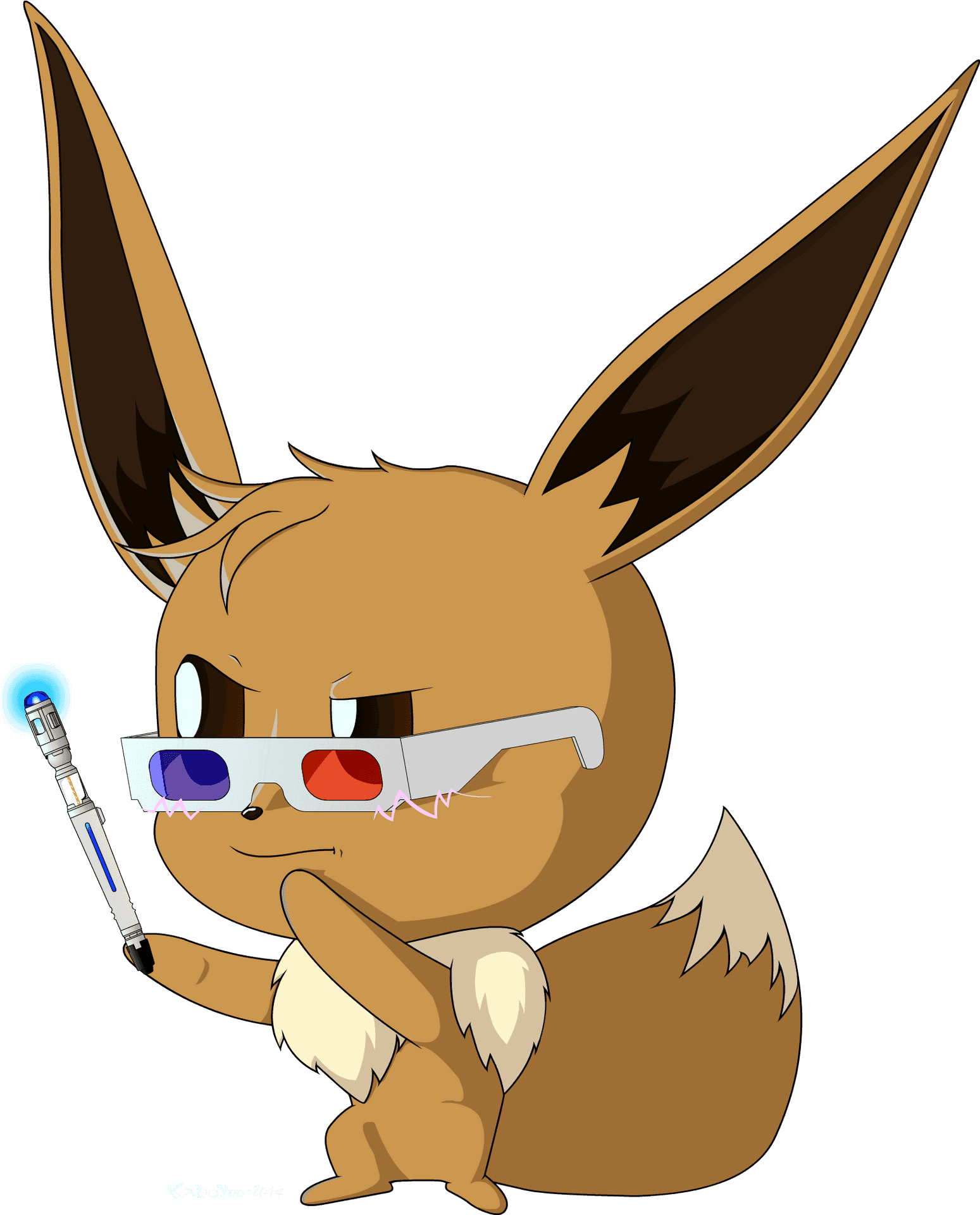 Eevee_with_3 D_ Glasses_and_ Lightsaber.png PNG Image