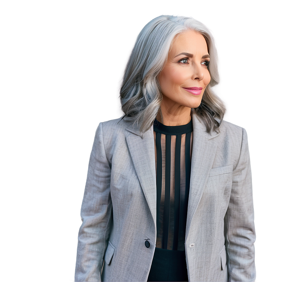 Effortless Grey Hair Styles Png 06282024 PNG Image