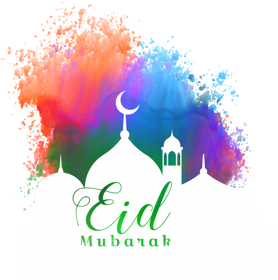 Eid Mubarak Colorful Celebration PNG Image