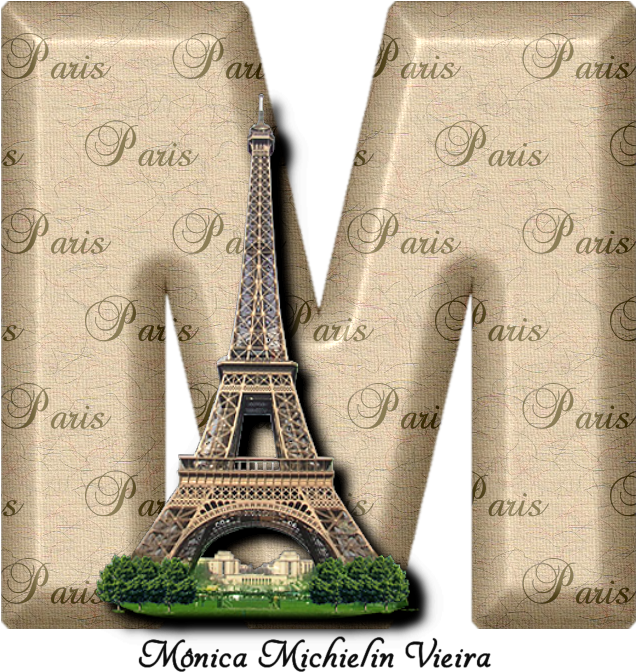 Eiffel Tower Letter M Collage PNG Image