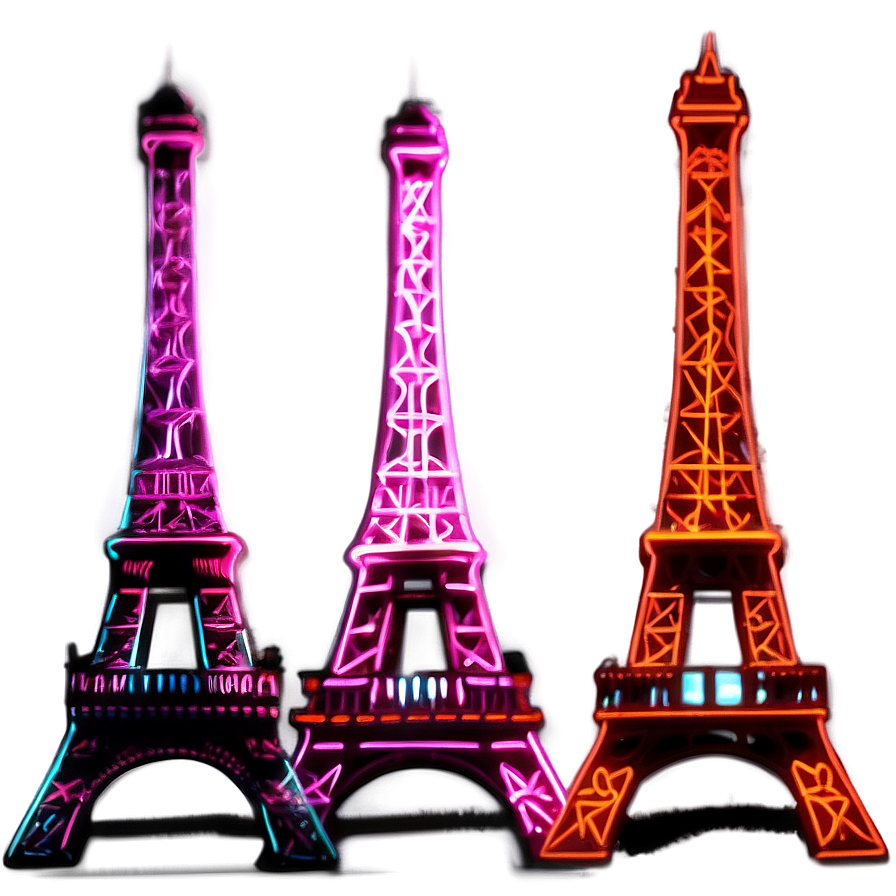 Eiffel Tower Neon Lights Png Ktm PNG Image