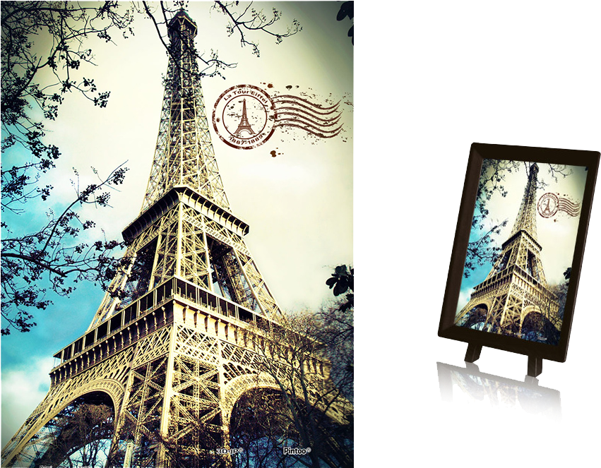 Eiffel Tower Postcard Illusion PNG Image