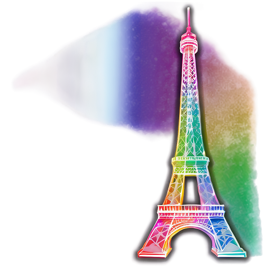 Eiffel Tower Rainbow Effect Png Buc24 PNG Image