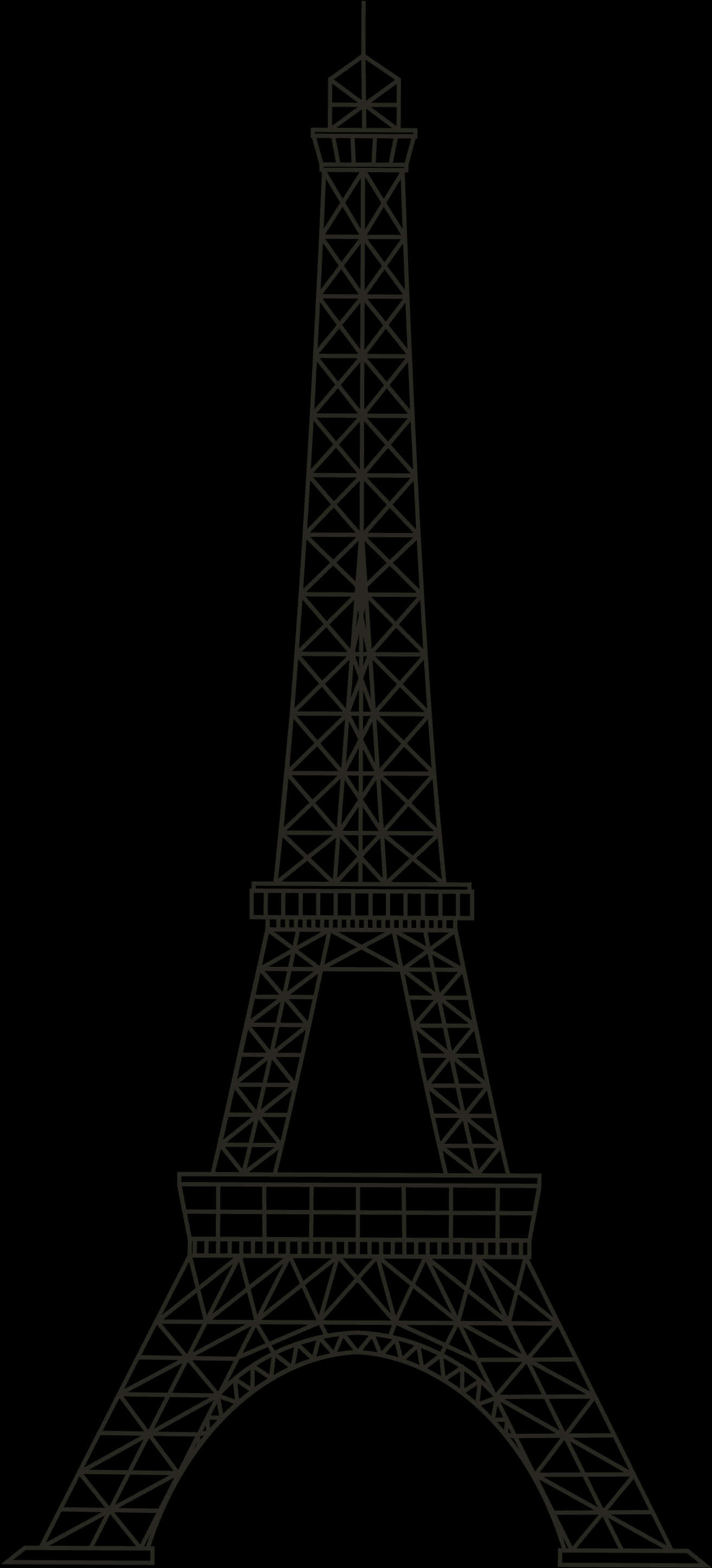 Eiffel Tower Silhouette Outlines PNG Image