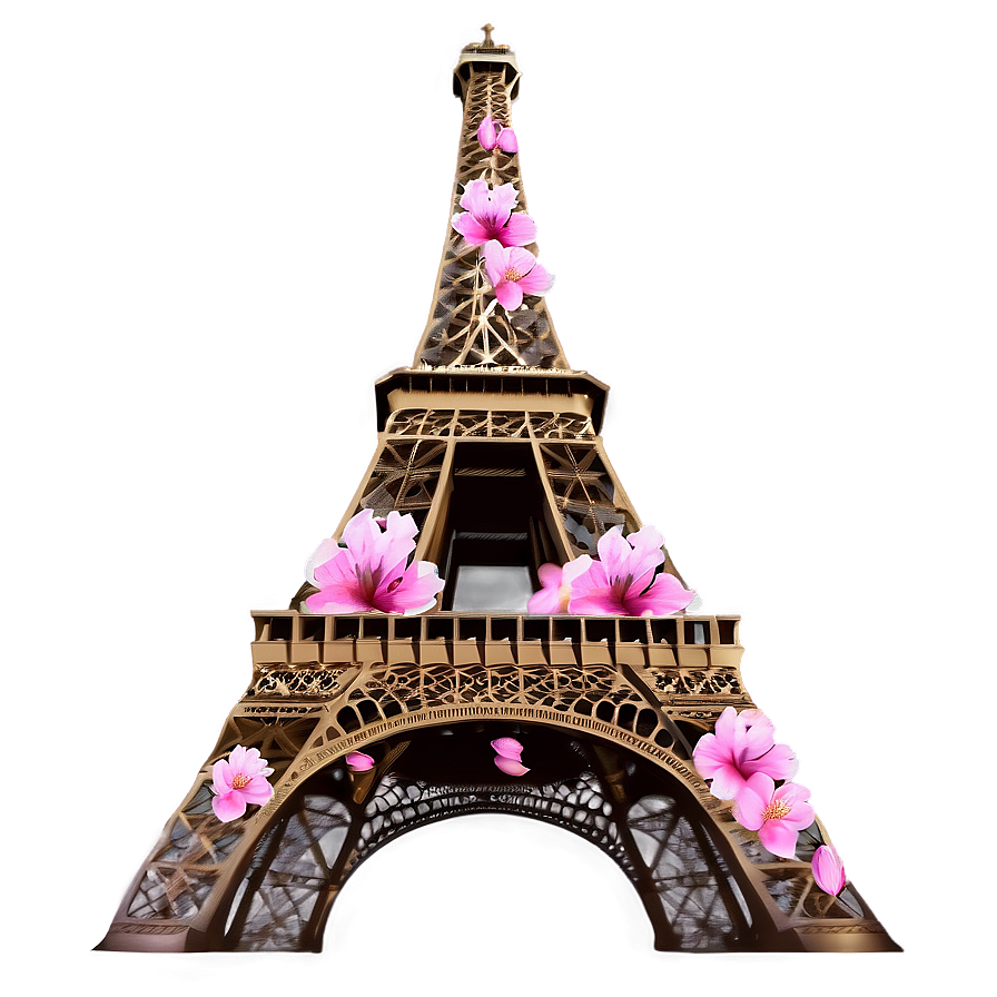 Eiffel Tower Spring Blossom Png Klp PNG Image